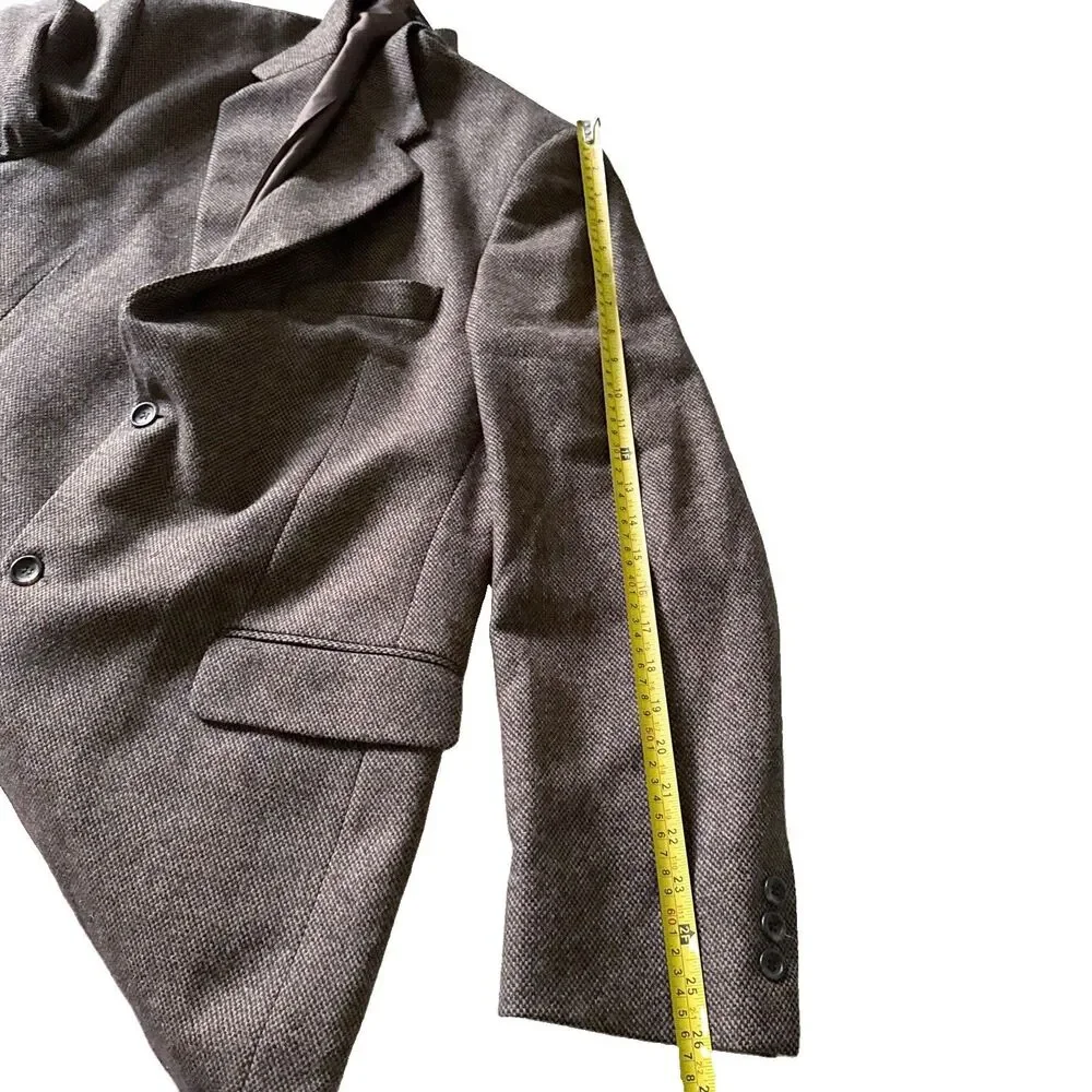 Stafford Mens 42L Wool Lambswool Blazer Sport Coat Tweed 2 Button Front Brown